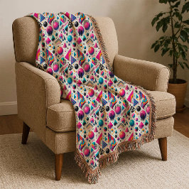 Retro 90s Memphis Geometric Neon Bold Throw Blanke スローブランケット