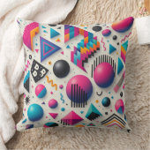 Retro 90s Memphis Geometric Neon Bold Throw Pillow クッション (ブランケット)