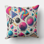 Retro 90s Memphis Geometric Neon Bold Throw Pillow クッション (裏面)