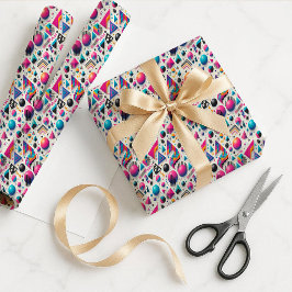 Retro 90s Memphis Geometric Neon Gift Wrap Paper ラッピングペーパー
