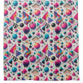 Retro 90s Memphis Geometric Neon Shower Curtain シャワーカーテン (正面)