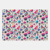 Retro 90s Memphis Geometric Neon Wrapping Bundle ラッピングペーパーシート (正面3)