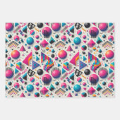 Retro 90s Memphis Geometric Neon Wrapping Bundle ラッピングペーパーシート (正面2)