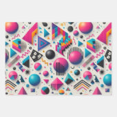 Retro 90s Memphis Geometric Neon Wrapping Bundle ラッピングペーパーシート (正面)