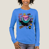 Retro 90s Midnight Wolf & Boombox Circular Collage トライブレンドＴシャツ (正面)