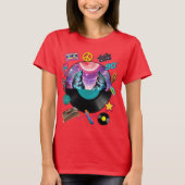 Retro 90s Midnight Wolf & Boombox Circular Collage Tシャツ (正面)