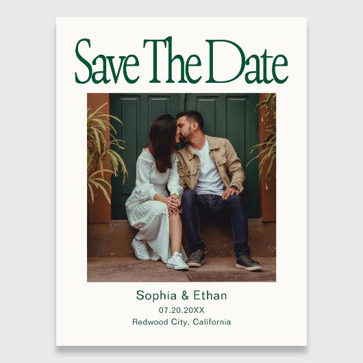 Retro 90s Photo Wedding Save The Date 案内ポストカード