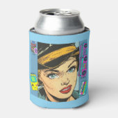 Retro 90s Pop Art Comic Woman Can Cooler 缶クーラー (缶正面)
