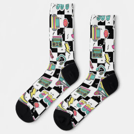 Retro 90s Roller Skate Pattern Socks ソックス