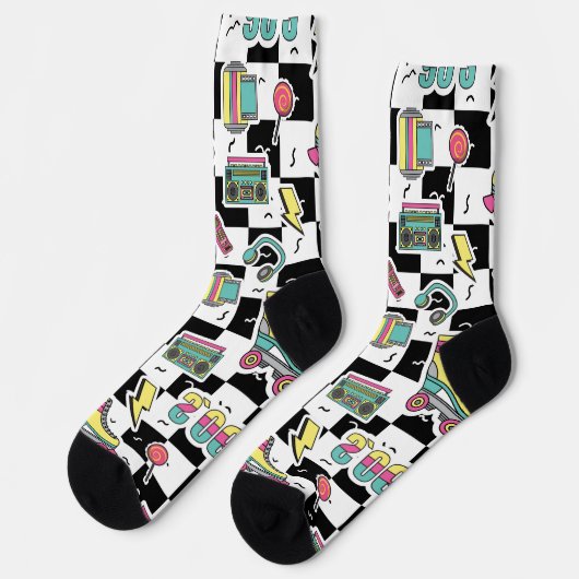 Retro 90s Roller Skate Pattern Socks  ソックス (左)