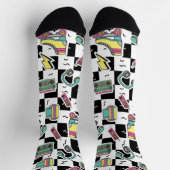 Retro 90s Roller Skate Pattern Socks  ソックス (上部)