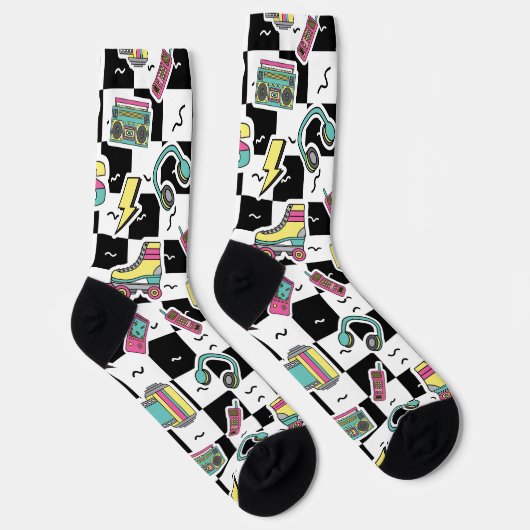 Retro 90s Roller Skate Pattern Socks  ソックス (右)