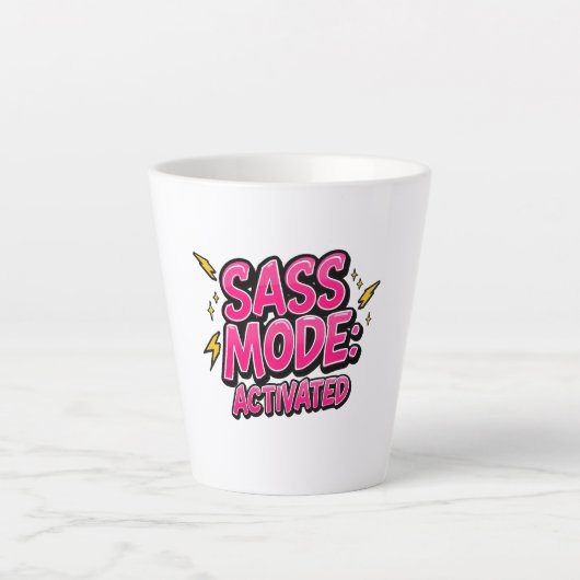 Retro 90s "Sass Mode Activated" カフェラテマグ (正面)
