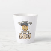 Retro 90s Smiley with a Hat カフェラテマグ (正面)