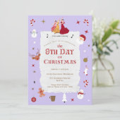 Retro 9th Day of Christmas Cute Mid-Century Xmas 招待状 (スタンド正面)