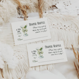 Retro A Tini One Martini Baby Shower Diaper Raffle エンクロージャーカード