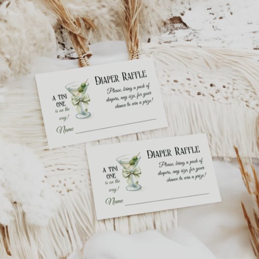 Retro A Tini One Martini Baby Shower Diaper Raffle エンクロージャーカード