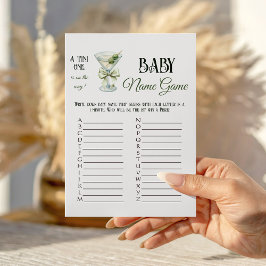 Retro A Tini One Martini Baby Shower Name Game ノートカード
