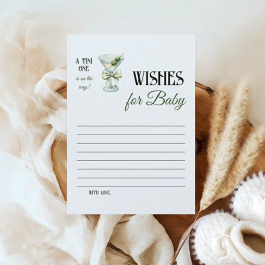 Retro A Tini One Martini Baby Shower Wishes ノートカード