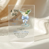 Retro A Tini One Martini Blue Bow Boy Baby Shower アクリル招待状