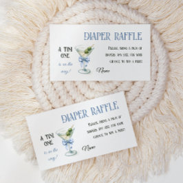 Retro A Tini One Martini Blue Bow Boy Baby Shower エンクロージャーカード