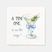 Retro A Tini One Martini Blue Bow Boy Baby Shower スタンダードカクテルナプキン (正面)