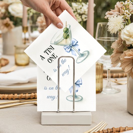 Retro A Tini One Martini Blue Bow Boy Baby Shower スタンダードカクテルナプキン