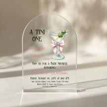 Retro A Tini One Martini Pink Bow Girl Baby Shower