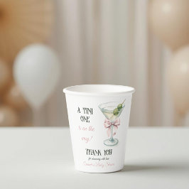 Retro A Tini One Martini Pink Bow Girl Baby Shower 紙コップ