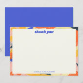 Retro Abstract Botanical Custom Cute Baby Shower サンキューカード (正面/裏面)