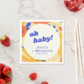 Retro Abstract Botanical Fun Baby Shower Custom スタンダードカクテルナプキン (インサイチュ)