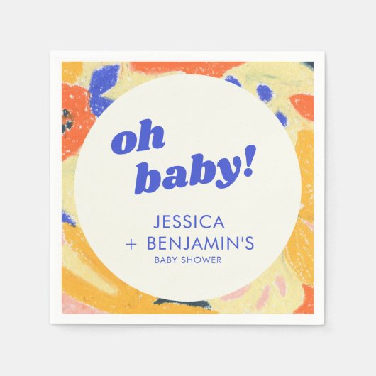 Retro Abstract Botanical Fun Baby Shower Custom スタンダードカクテルナプキン (正面)