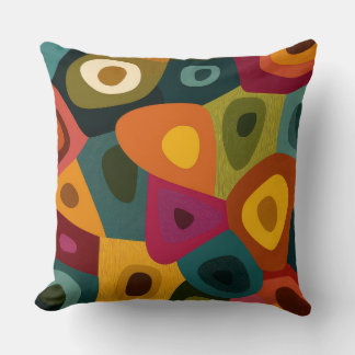Retro Abstract Color Block Modern Throw Pillow クッション