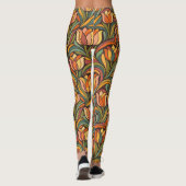 Retro Abstract Orange Tulip Floral Yoga Style  レギンス (裏面)