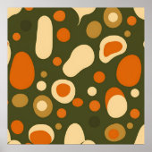 Retro Abstract Organic Shapes Pattern ポスター (正面)