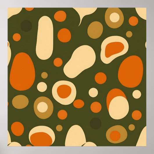 Retro Abstract Organic Shapes Pattern ポスター (正面)
