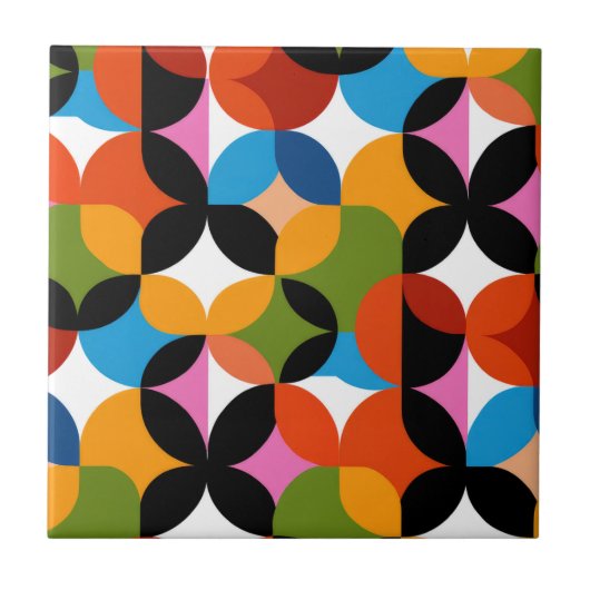 Retro Abstract Pattern Bold Mid Century Modern タイル (正面)