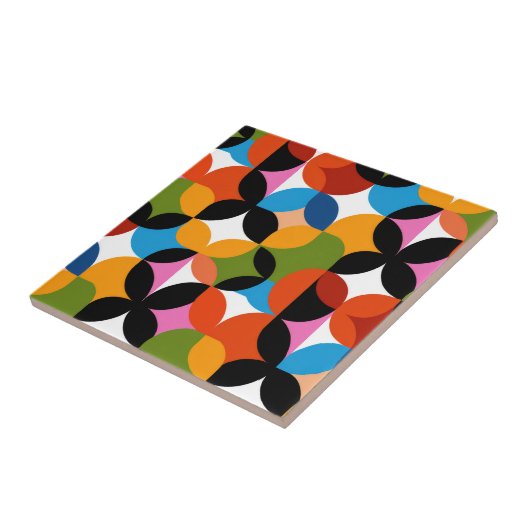 Retro Abstract Pattern Bold Mid Century Modern  タイル (側面)