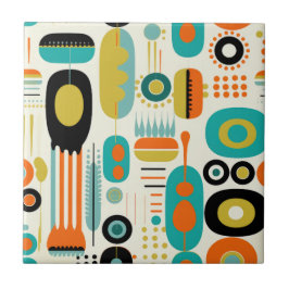 Retro Abstract Pattern Colorful Mid Century Modern タイル