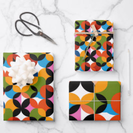 Retro Abstract Pattern Colorful Mid Century Modern ラッピングペーパーシート