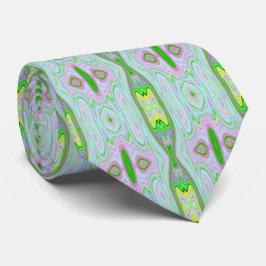 Retro Abstract Pink, Lime Green and Aqua Pattern ネクタイ