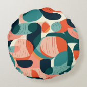 Retro Abstract Rhythmic Flow Pillow ラウンドクッション (裏面)