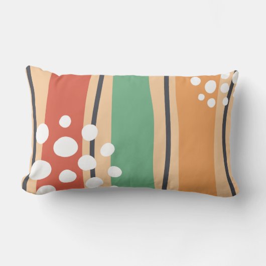 Retro abstract shape boho art ランバークッション (正面)