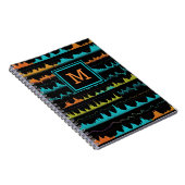 Retro Abstract Sound Wave Pattern Monogram ノートブック (右側)