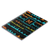 Retro Abstract Sound Wave Pattern Monogram ノートブック (左側)