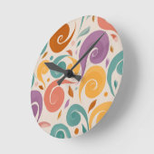 Retro Abstract Swirl Pastel Throw Pillow ラウンド壁時計 (傾斜)