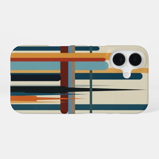 Retro Abstract Vertical Bars iPhone 16ケース (裏面横)