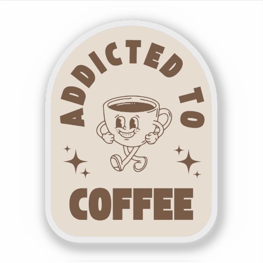 Retro Addicted to Coffee シール (正面)