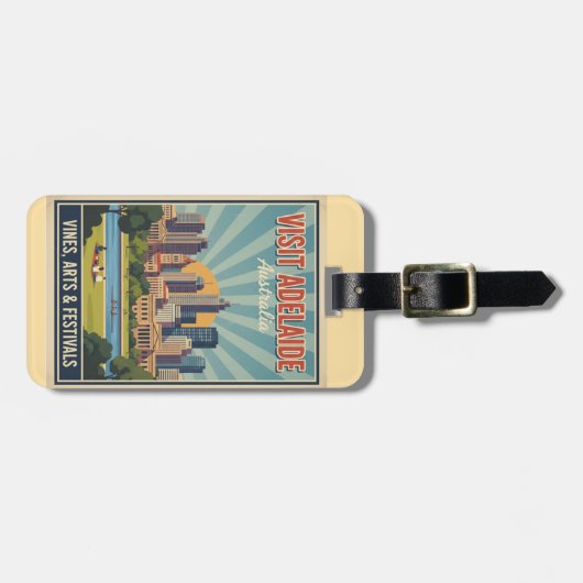 Retro Adelaide Australia, Vines & Festivals Travel ラゲッジタグ (正面横)