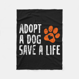 Retro Adopt Dog Save Life Animal Rescue Dog Lover フリースブランケット